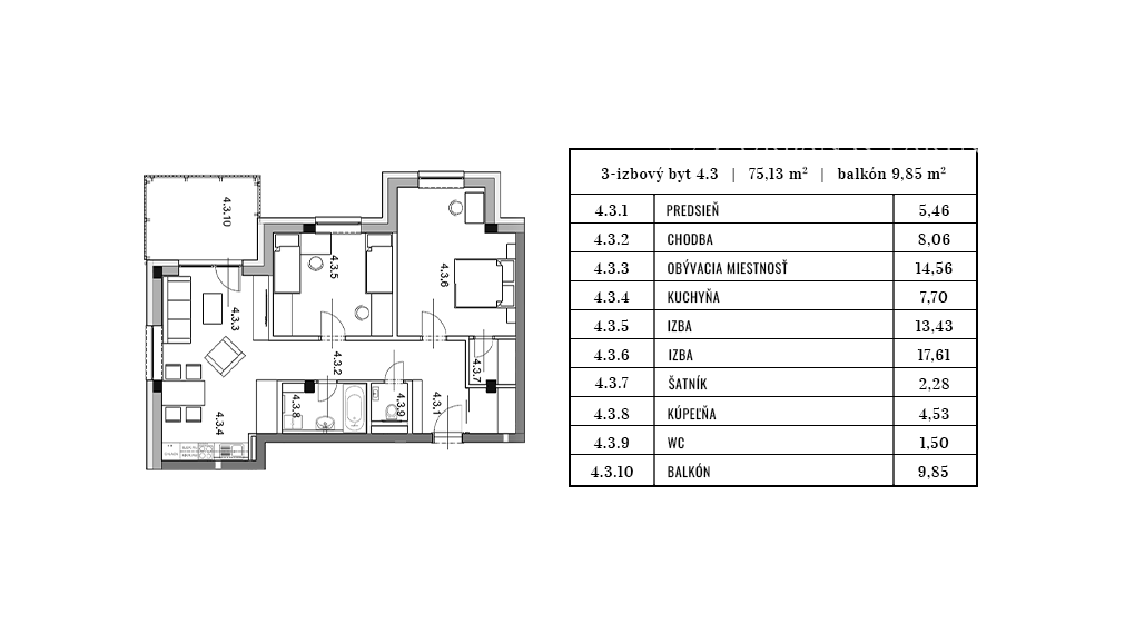 Posledný voľný 3 izbový slnečný byt