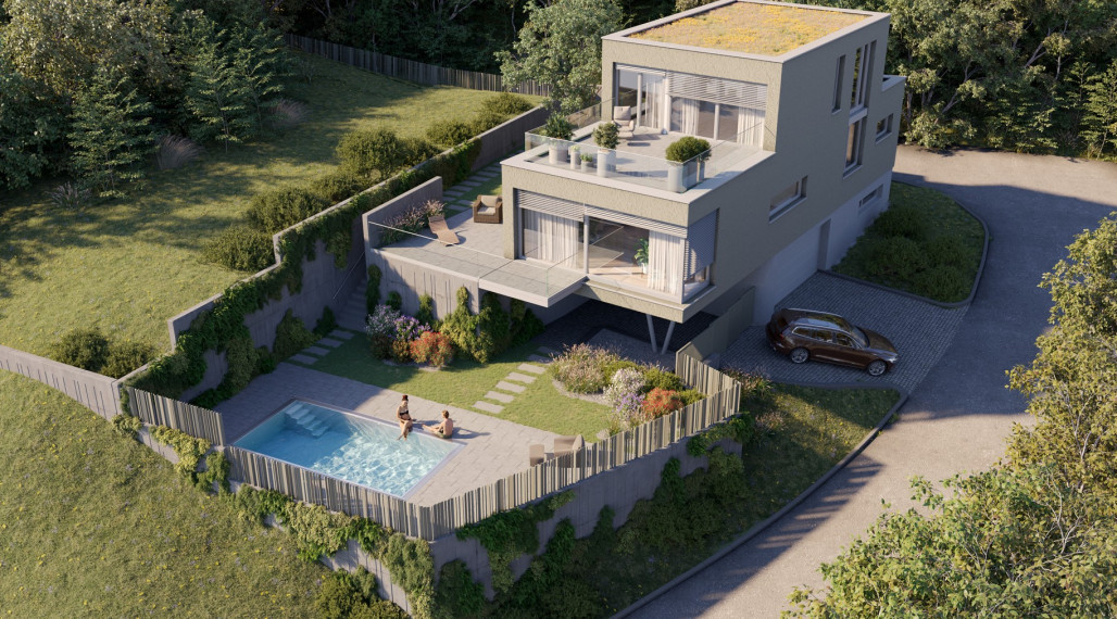 Novostavba  s výnimočným výhľadom a bazénom v Rači