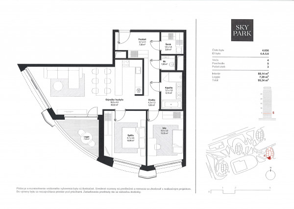 PREDAJ NOVOSTAVBY 3 izbového bytu s parkovacími miestami v SKY PARKU.